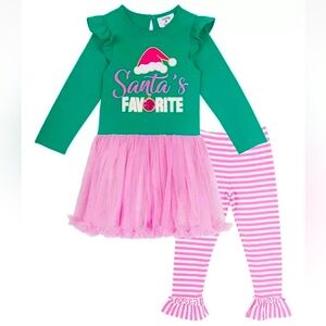 Counting Daisies Little Girls Santa's Favorite Holiday Tutu & Legging Set, 5T